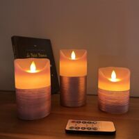 Arum Lighting – Bougie LED sans flamme violet 3 pièces – Flamme vacillante chaude – Télécommande avec réglage d’intensité – Cire véritable pour intérieur