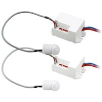 Arum Lighting – Lot de 2 détecteurs de mouvement encastrables infrarouges IP65 – Portée 3 à 6 m – Angle de détection 120° à 360° – Installation 1,8 à 2,5 m
