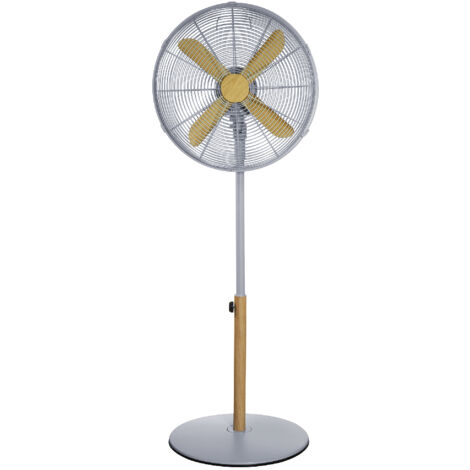 Russell Hobbs Pedestal Fan 16" Grey Scandi Wood Effect RHMPF1601WDG (1/5)
