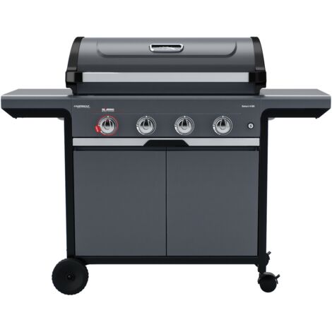 BBQ GAZ SELECT 4 EX SBS 2 EN 1 - 100% grille fonte + 50% plancha fonte Grille - Chariot avec portes