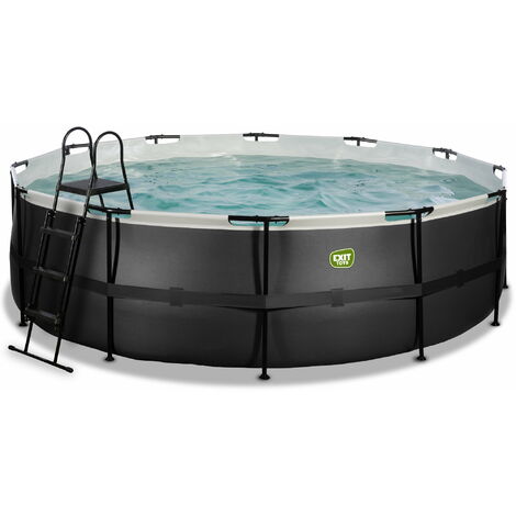 EXIT Black Leather Pool ø488x122cm mit Sandfilterpumpe - schwarz