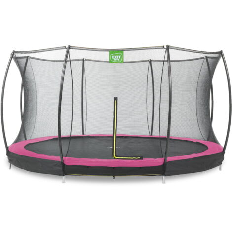 EXIT Silhouette Bodentrampolin ø427cm mit Sicherheitsnetz - rosa