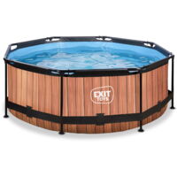 EXIT Wood Pool ø244x76cm mit Filterpumpe - braun