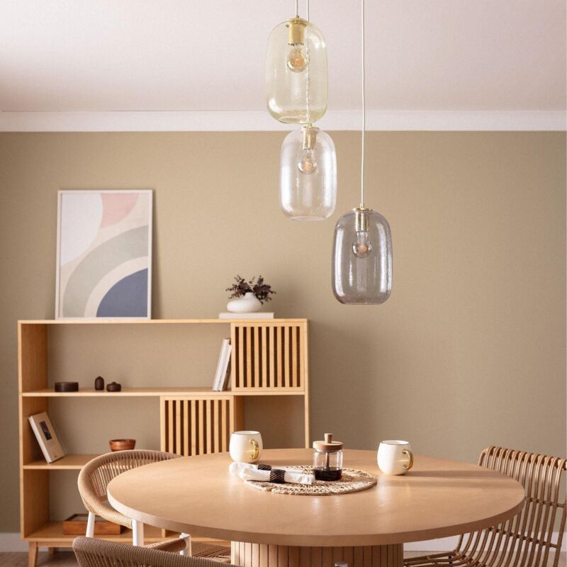 LEDKIA LIGHTING Lampada A Sospensione Amina In Vetro Ambrato - E27 - Vintage Per Cucina E Soggiorno - 2