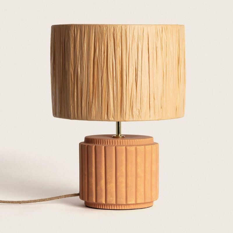 LEDKIA - Lampada da tavolo ceramica e Rafia Kinney Terracotta - Terracotta