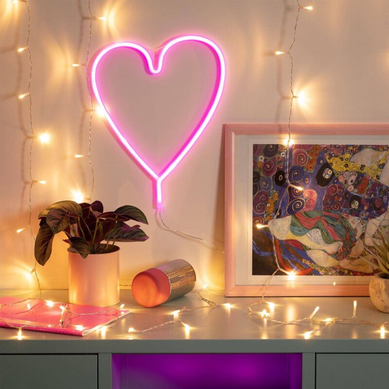 Neon LED Heart con Batteria RosaAA - LR620 mmAA - LR6