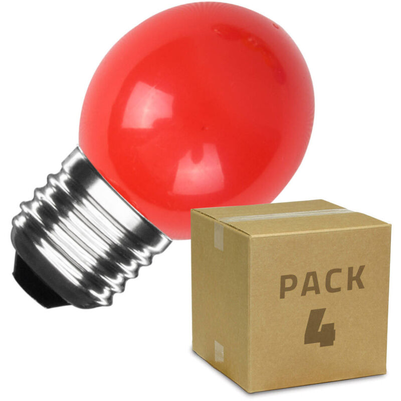 Pack 4 Lampadine LED E27 G45 3W 300lm Rosse Rosso