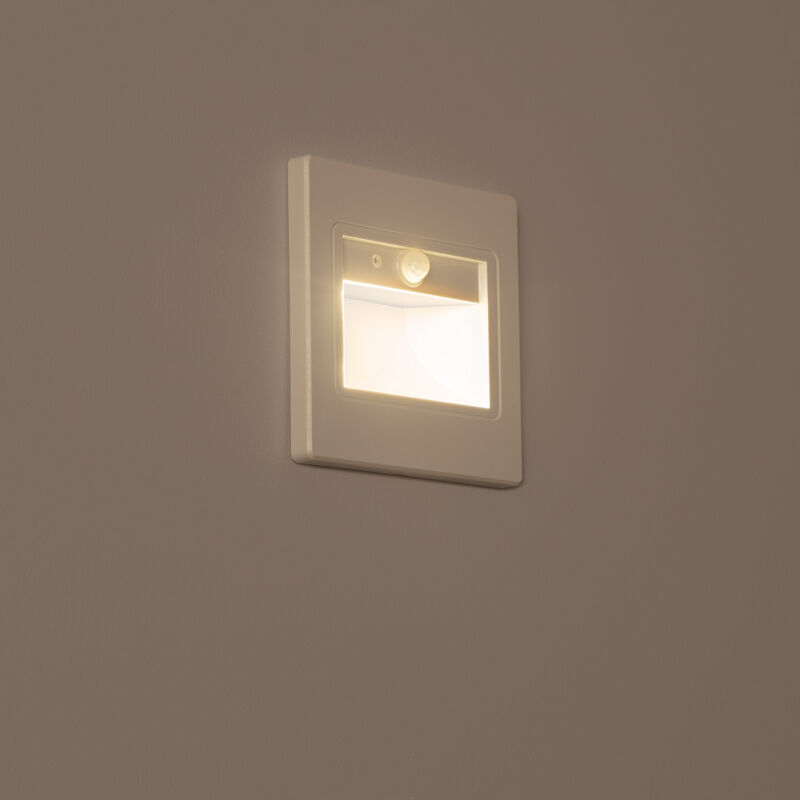 Segnapasso led 1,5W con sensore di movimento da incasso su scatola 502E luce  notturna bianco