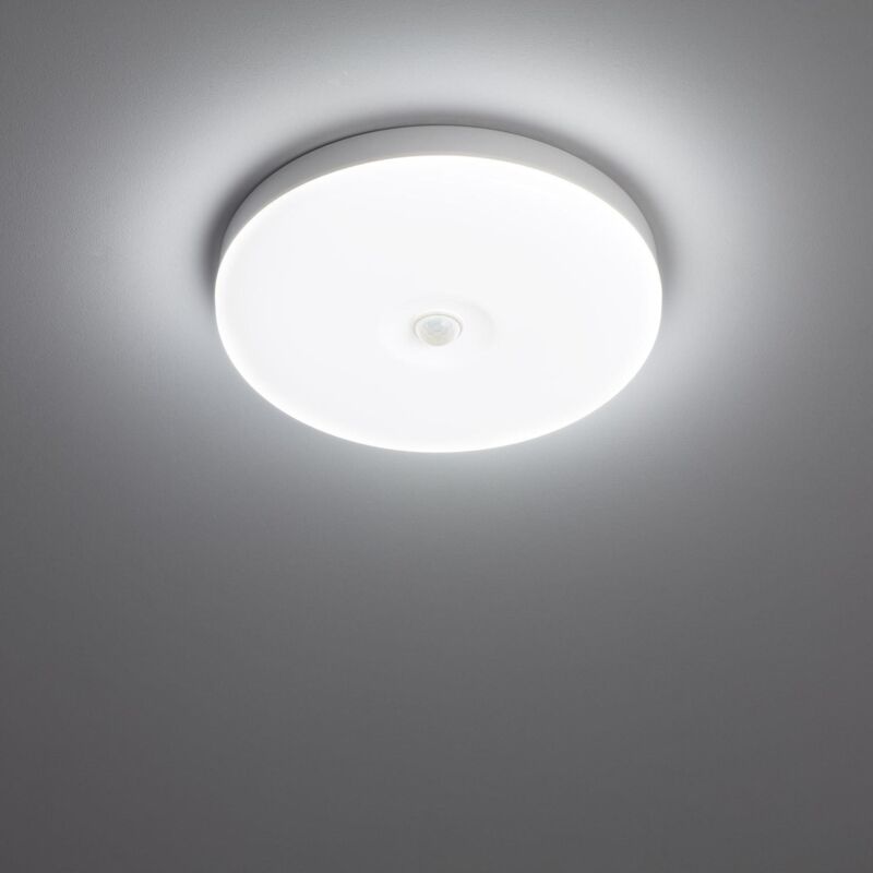 Plafoniera LED 12W Circolare Ø216 mm No Flicker con Sensore di Movimento PIR  e Crepuscolare Bianco Freddo 6000K - 6500K