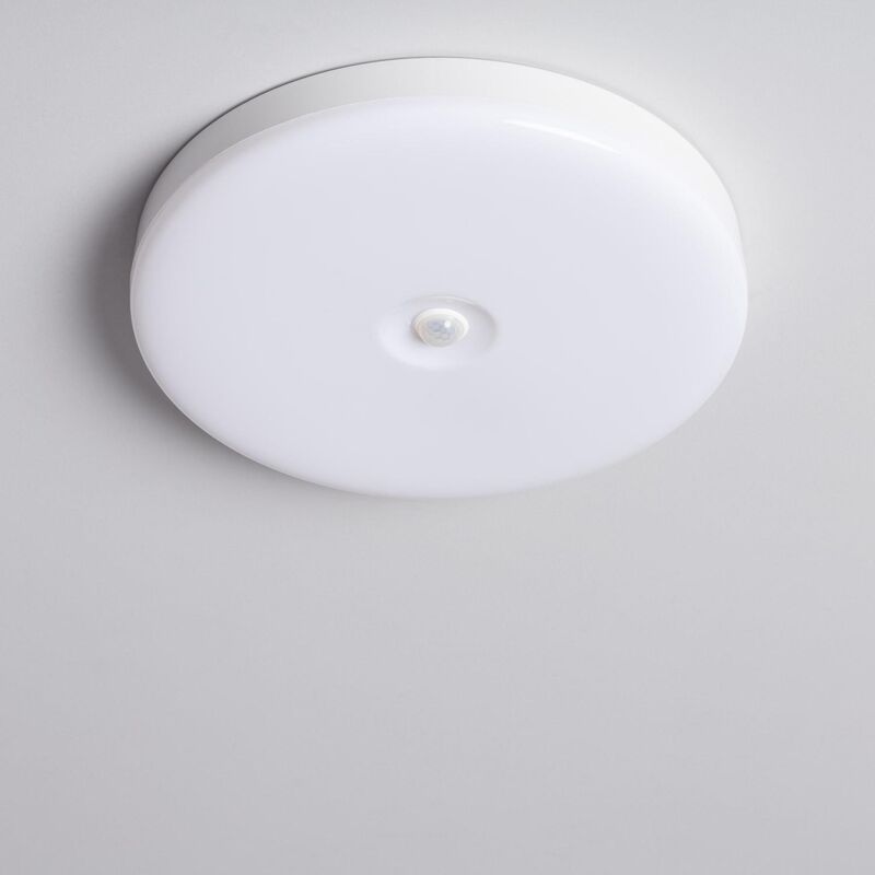 Plafoniera LED 18W Circolare Ø290 mm No Flicker con Sensore di Movimento  PIR e Crepuscolare Bianco