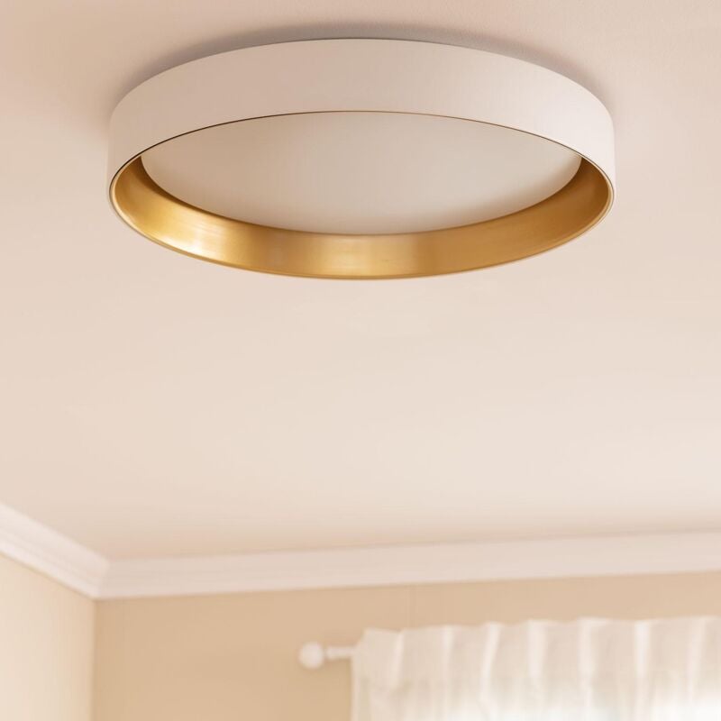 Plafoniera LED 30W Circolare Metallo Ø550 mm CCT Selezionabile Big Broadwey  Bianco - Dorato