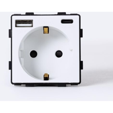 Presa con USB Schuko Tipo F Modern Bianco (1/3)
