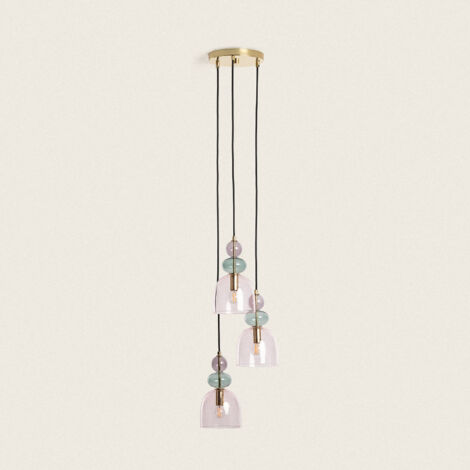 Lampada a Sospensione Metallo e Vetro Tri Baudelaire Rosa
