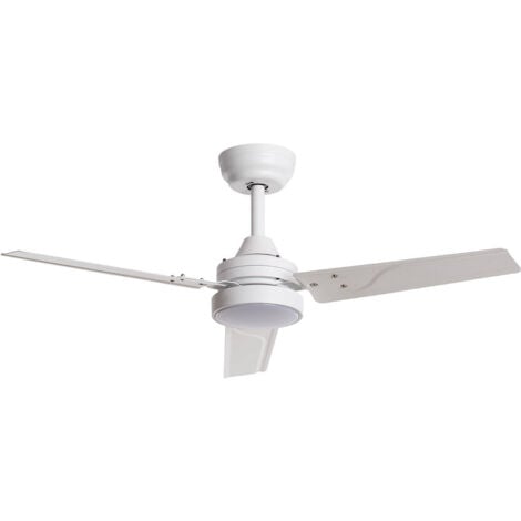 Ventilatore LED da Soffitto Navy Bianco Legno 132cm Motore DC - Ledkia