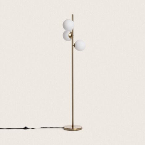 Lampada da Terra Metallo e Vetro Moonlight Brass Round 3 Lampade Oro