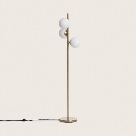 Lampada da Terra Metallo e Vetro Moonlight Brass Round 3 Lampade Oro