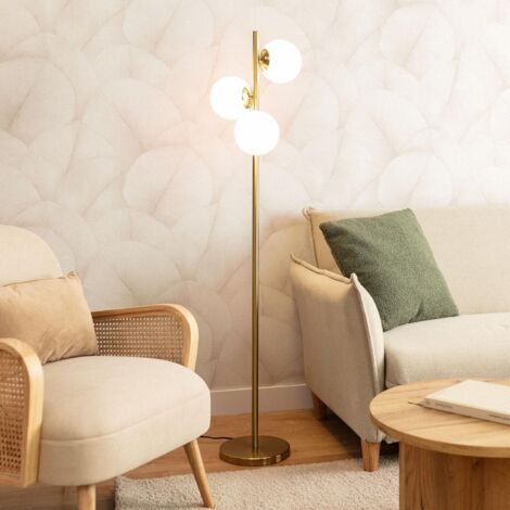 Lampada da Terra Metallo e Vetro Moonlight Brass Round 3 Lampade Oro