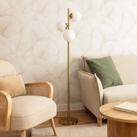 Lampada da Terra Metallo e Vetro Moonlight Brass Round 3 Lampade Oro