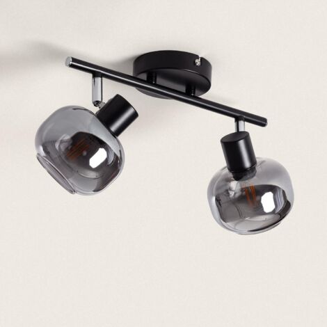 Lampada da Soffitto Orientabile Metallo e Vetro 3 Faretti Romsy Grigio
