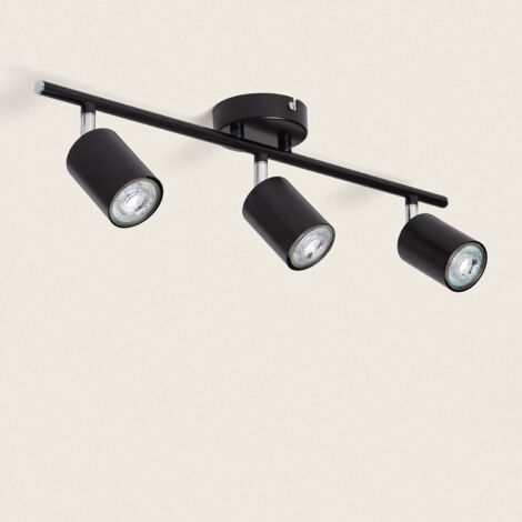 Lampada da Soffitto Orientabile Metallo 3 Faretti Albus Black Nero