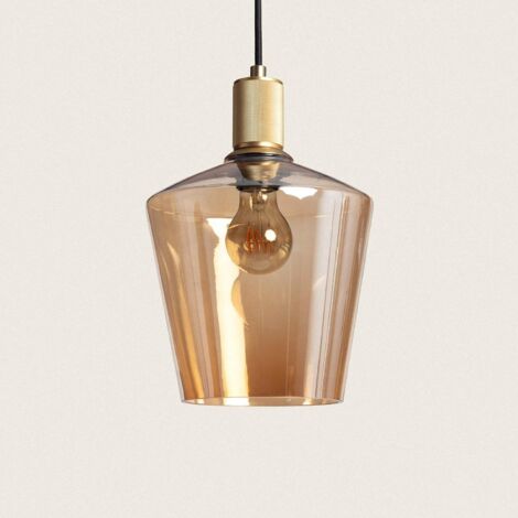 Lampada a sospensione smart bronzo scuro con vetro ambrato 8 luci incl. 8 Wifi G95 - Sandra