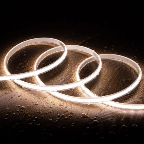 Striscia LED Regolabile 220V COB Autorettificata 320 LED/m 8W/m 720 lm/m Larga 12mm IP65 CRI90 Taglio 50cm 4000K Bianco Naturale 25 m