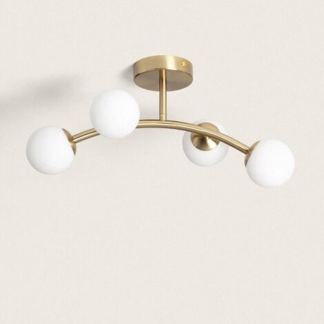 Lampada da Soffitto Metallo e Vetro Moonlight Ottone Ovo 4 Lampade Oro