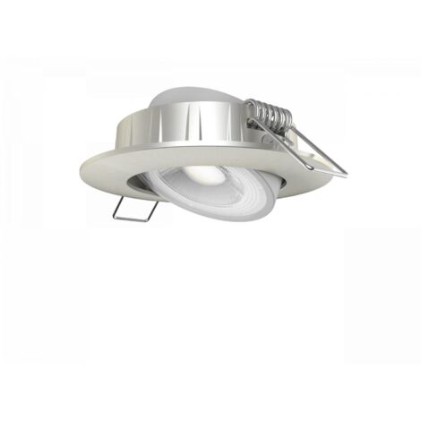 Faretto Downlight LED 5W Orientabile Circolare Nichel Satinato Foro Ø68 mm 4000K Bianco Naturale (1/4)