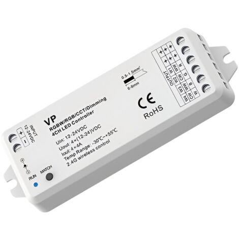 Controller Regolatore LED 12/24V DC per Striscia LED Monocolore/CCT/RGB/RGBW compatibile con Telecomando RF