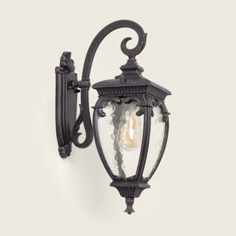 Lampada da parete rustica in alluminio 230V nero e lampada da parete in vetro per giardino terrazza percorso giardino percorso terrazza lampade da esterno (Bianco