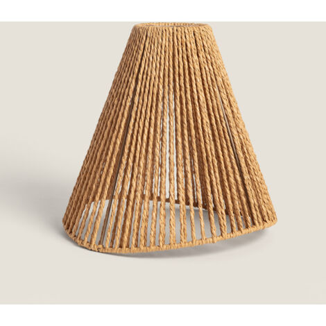 UKCOCO Lampada Sospensione in Rattan Mano Paralume Boho Vintage Nero