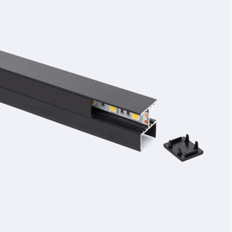 Profilo Alluminio Scaffali per Striscia LED fino a 12mm con Coperchio Continuo Nero 2 m Nero traslucido