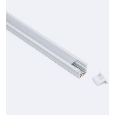 Profilo in Alluminio con Coperchio Continuo da Incasso Stretto 2m per Strisce LED fino a 6 mm Bianco traslucido Bianco 2 m