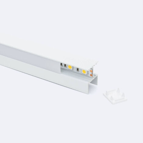 Profilo in alluminio per Scaffale con Copertura continua per strisce LED fino a 12 mm Bianco traslucido Bianco 2 m