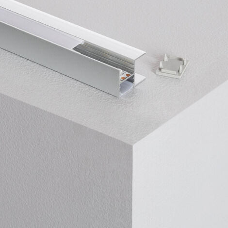 Profilo in alluminio per Scaffale con Copertura continua per strisce LED fino a 12 mm Bianco traslucido Alluminio 2 m
