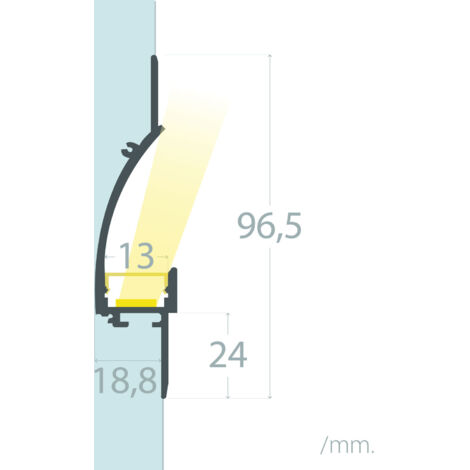 Profilo Alluminio Per LED Profilo In Alluminio ALFA 2 Metri Per Incasso A Scomparsa LED Nel Cartongesso + Copertura Profilo In Alluminio Per Strisce Led