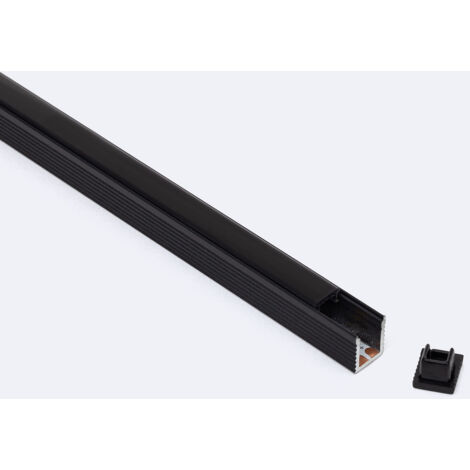 Profilo Alluminio Superficie Mini per Striscia LED fino a 6mm con Coperchio Continuo Nero 2 m Nero traslucido