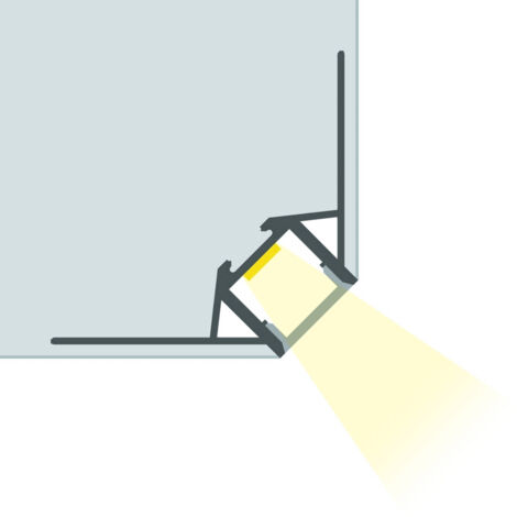 Profilo in Alluminio Integrazione Cartongesso per Angolo Esterno con Coperchio Continuo per Striscia LED fino a 8 mm Bianco traslucido Bianco 2 m