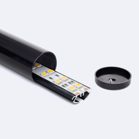 Profilo Alluminio a Sospensione Circolare 2m per Striscia LED fino a 16mm Nero 2 m Nero traslucido