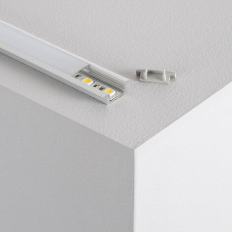 Profilo in Alluminio da Incasso con Copertura Continua per strisce LED fino a 12 mm Bianco 2 m Bianco traslucido