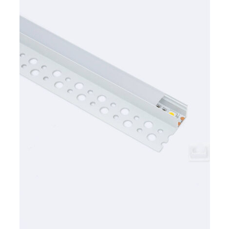 Profilo in Alluminio Integrazione Cartongesso per Striscia LED fino a 8 mm Bianco traslucido Bianco 2 m