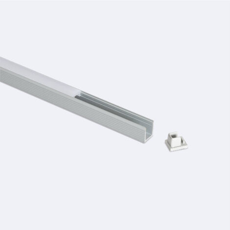 Profilo in Alluminio Superficie Mini con Copertura Continua per Striscia LED fino a 6 mm Bianco traslucido Alluminio 2 m