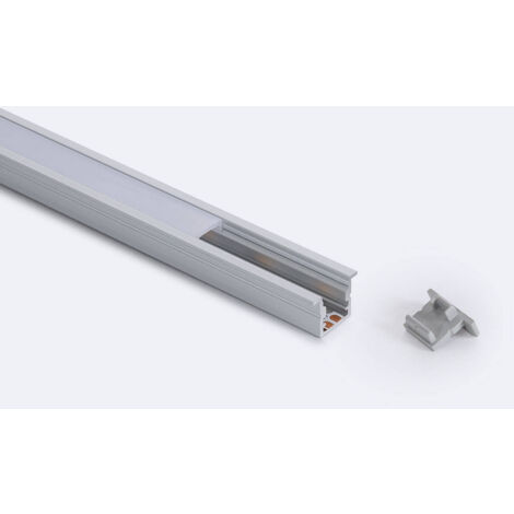 Profilo in Alluminio con Coperchio Continuo da Incasso Stretto 2m per Strisce LED fino a 6 mm Bianco traslucido Alluminio 2 m
