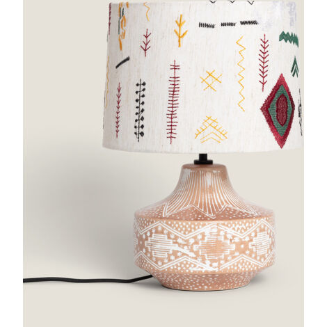 Lampada da Tavolo Tessuto e Legno Agra Multicolore (1/5)