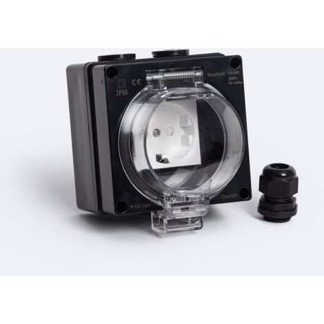 Presa esterna stagna Schuko tipo F IP66 Nero