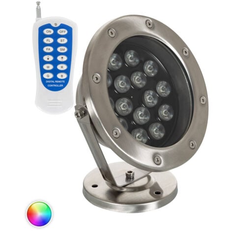 Faretto LED impermeabile argento 12V, 10W, RGB