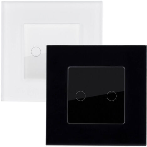 Interruttore Touch Doppio con Cornice di Vetro Modern Nero