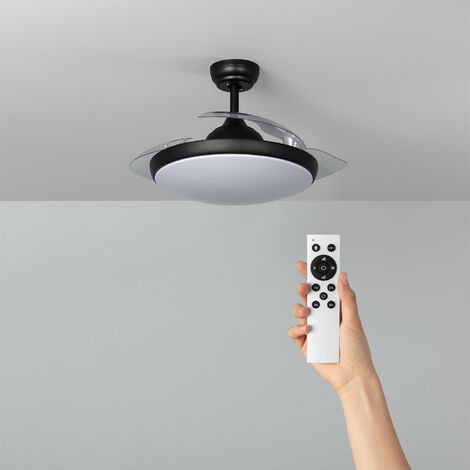 Ventilatore LED da Soffitto Kourak Nero pale pieghevoli Motore DC TECHBREY 106cm