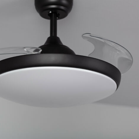 Ventilatore LED da Soffitto Kourak Nero pale pieghevoli Motore DC TECHBREY 106cm