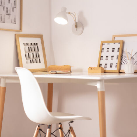 Lampada da Parete Orientabile Legno e Metallo Cubal Bianco